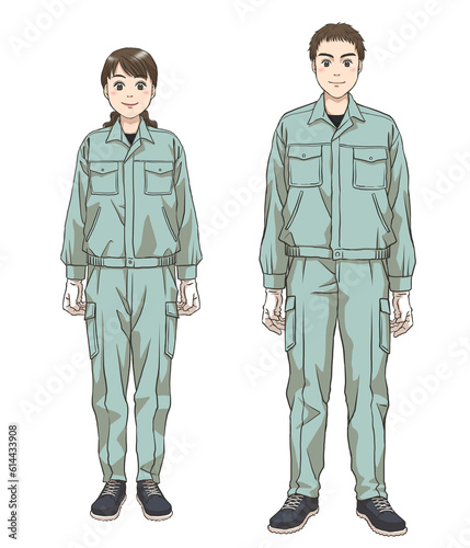 A couple of maintenance staff standing in smile