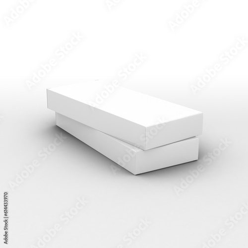 Long vertical narrow box, packaging template without design cover for product promoting . On transparent background © DAkreev