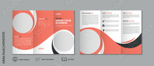 Professional clean modern and corporate various colorful unique trifold brochure template, three fold cover page, three fold presentation, bifold brochure layout design with mockup
