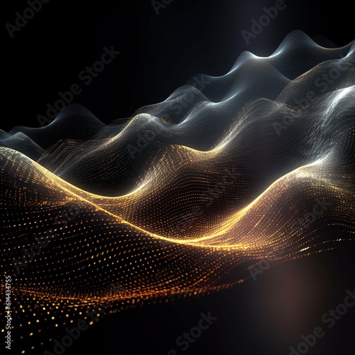 Wallpaper Mural Abstract digital wave with particles on dark background.Generative Ai Torontodigital.ca