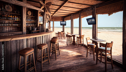 Empty cafe or seaview bar interior  daytime