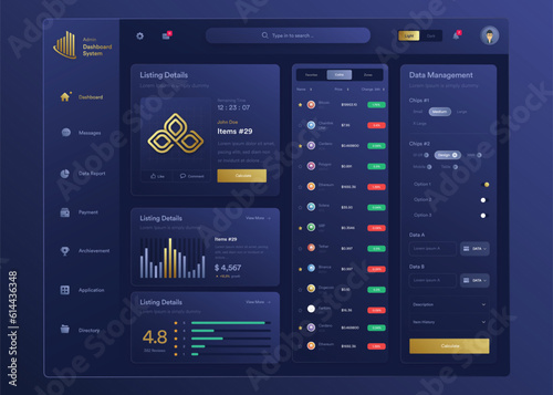 Infographic NFT dashboard. UI design with graphs, charts and diagrams. Web interface template for business presentation. 