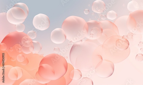  a bunch of bubbles floating on top of a blue and pink background with a sky in the background of the image and a light pink and light blue background.  generative ai