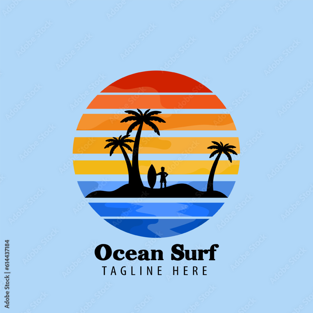 Ocean Surf vector illustration. Suitable for your logo business or print on t-shirt.