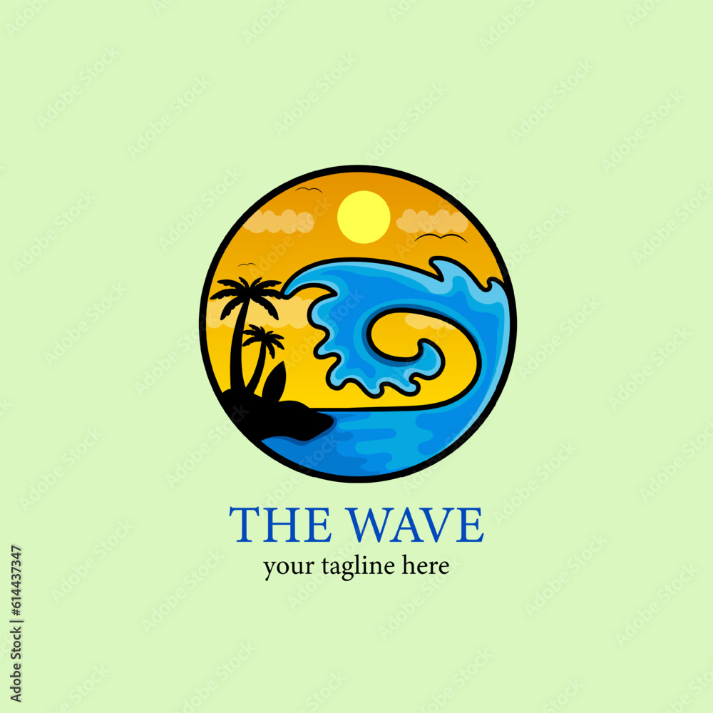Obraz premium Vector illustration of a wave logo symbol.