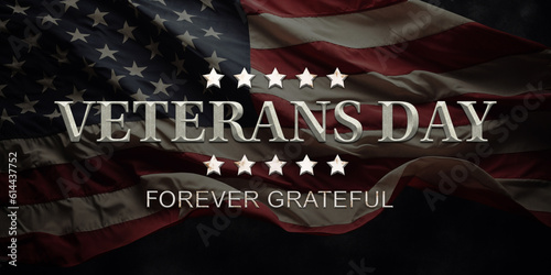 Veterans Day Concept with USA flag on dark background