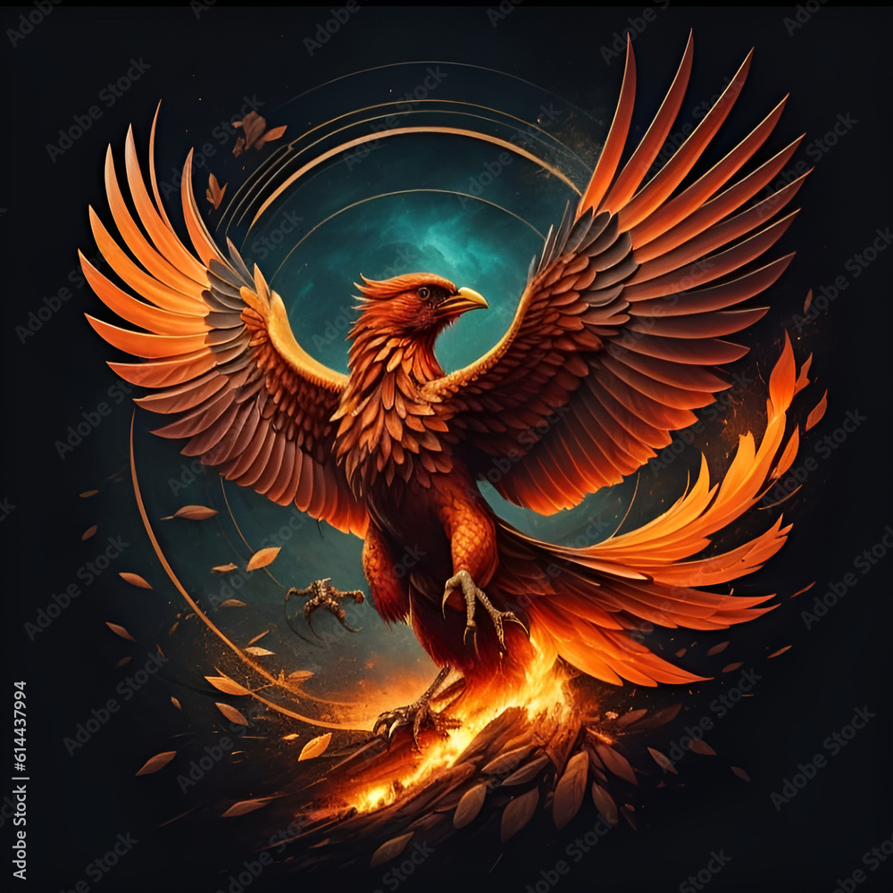 Fototapeta premium Phoenix | A symbol of resilience and rebirth, rising from the ashes with unwavering determination | Generated AI