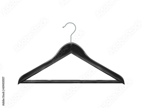 Black wooden clothes hangers isolated on white background. Wooden hanger Realistic vector clothes hanger wooden hanger closeup isolated on background. Vector