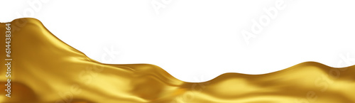 Gold silk textile fabric flag background with copy space. Smooth elegant golden Satin for grand opening ceremony. Gold curtain. 3d vector illustration.