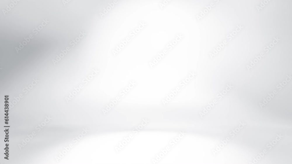 White 3d studio abstract background. Clean and bright space with lights motion. Shiny footage with copy space for business presentation. Seamless loop.
