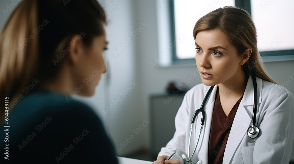 Female doctor communicating with a patient in her medical office