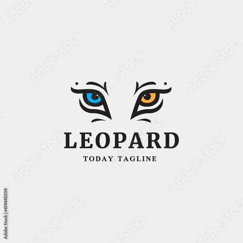 wild leopard eye dangerous predator wildcat mammal logo design abstract vector graphic illustration