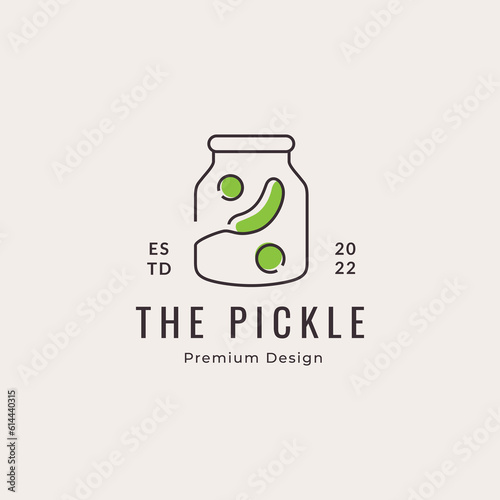pickle jar vegetable nutrition marinated healthy logo design vector graphic illustration