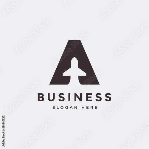 business aircraft company travel transport agency logo design vector graphic illustration