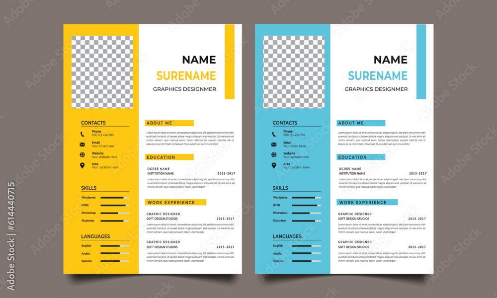 Professional CV resume template design 