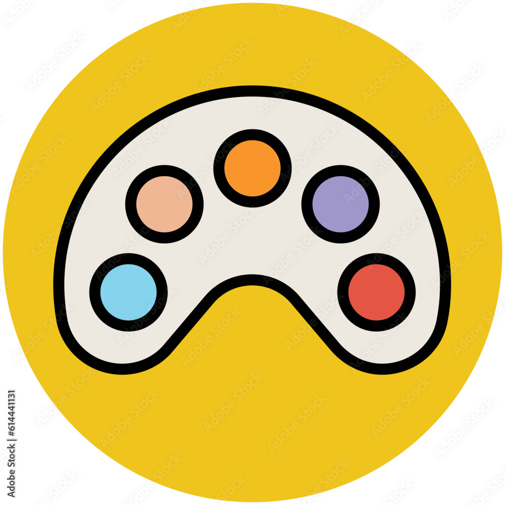 Fototapeta premium A flat icon of palette on a colored background 