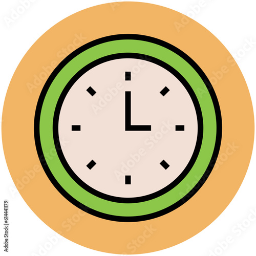 A flat rounded icon of clock 