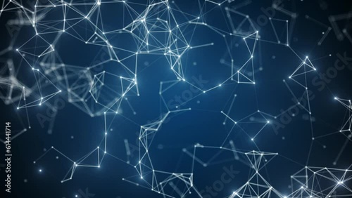 Abstract network connection structure. Digital background with dots and lines. Big data visualization. 3D animation seamless loop. Cybersecurity dot and line wireframe background. 