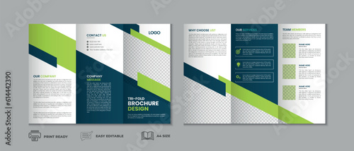 Professional clean modern and corporate trifold brochure template, three fold cover page, three fold brochure background layout design with mockup