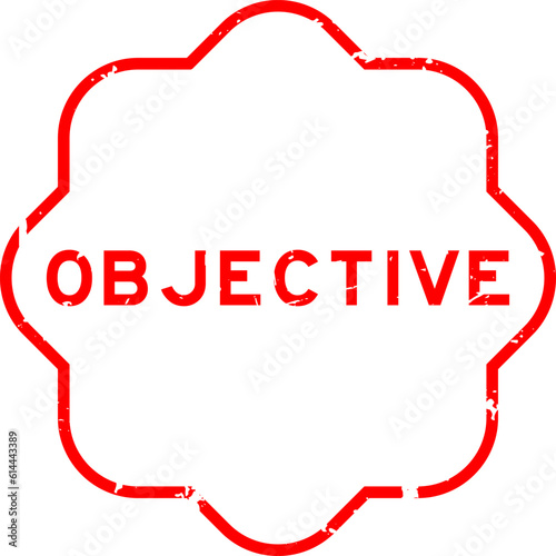 Grunge red objective word rubber seal stamp on white background