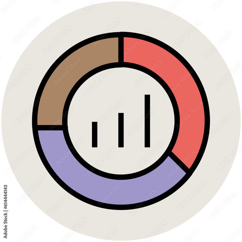A flat round icon of circle graph A flat round icon of circle graph