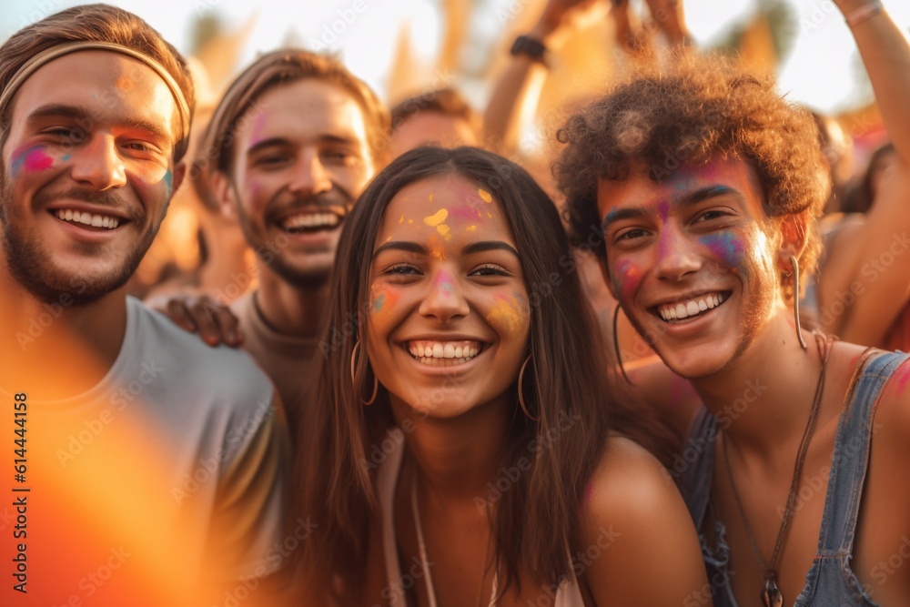 Happy friends from diverse cultures and races taking selfie with back lighting - Youth and friendship concept with young people having fun together - Main focus on left two guys -Generative AI Happy friends from diverse cultures and races taking selfie with back lighting - Youth and friendship concept with young people having fun together - Main focus on left two guys -Generative AI