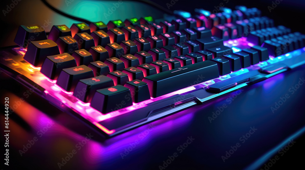 A keyboard gaming computer with RGB LED lighting A keyboard gaming computer with RGB LED lighting
