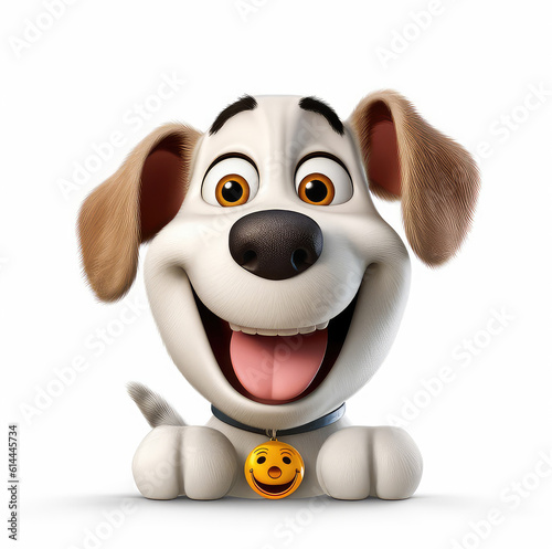 Cartoon dog mascot smiley face on white background