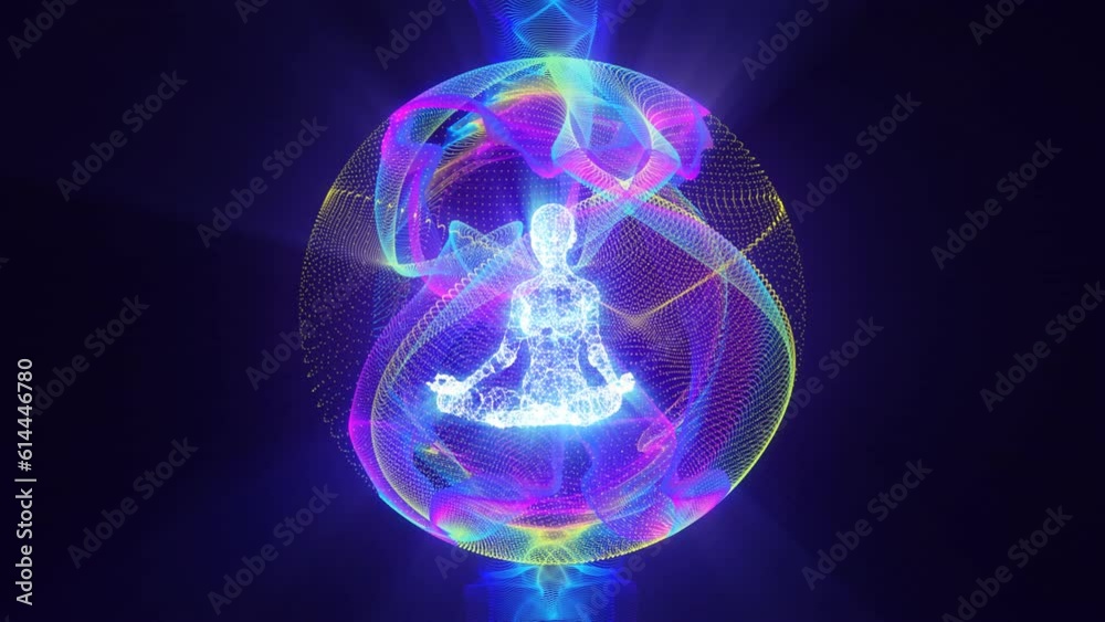  looped 3d animation of a meditating demiurge in the astral of sacred energies