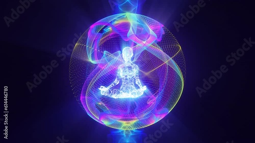  looped 3d animation of a meditating demiurge in the astral of sacred energies