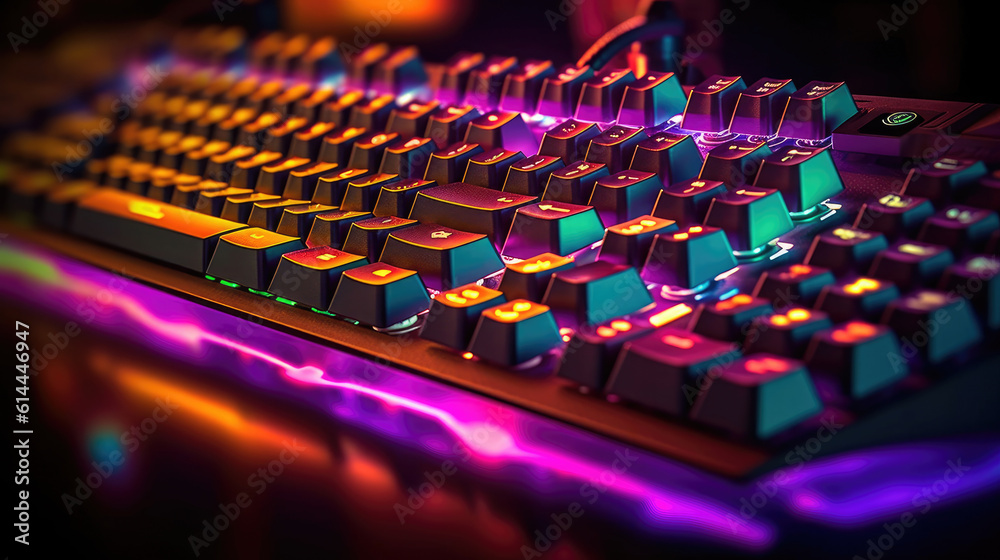 A keyboard gaming computer with RGB LED lighting A keyboard gaming computer with RGB LED lighting
