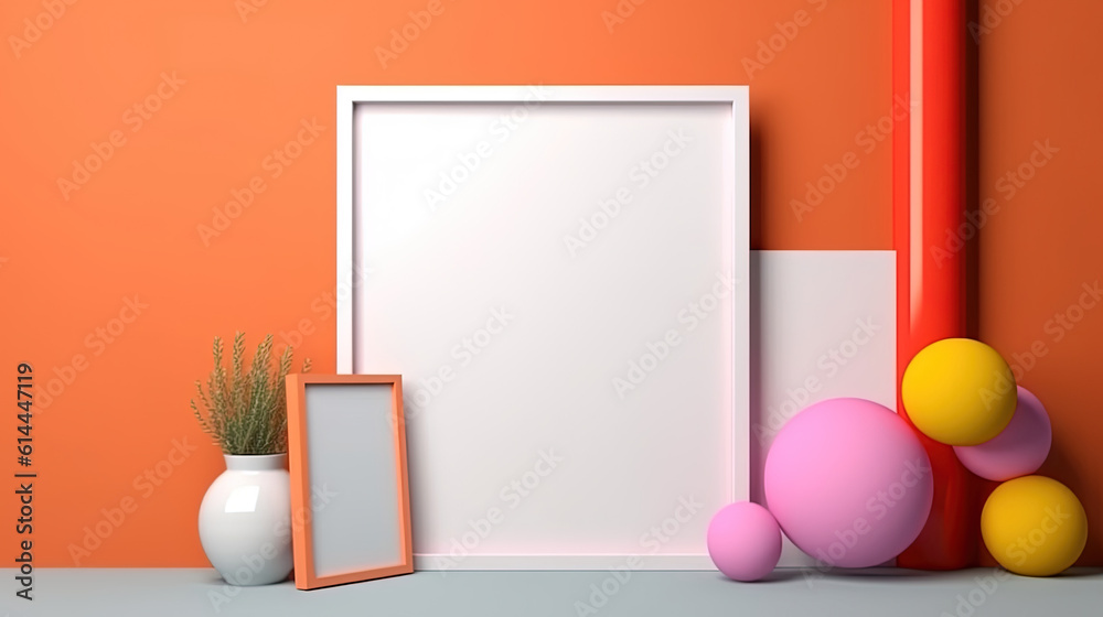 White frame mockup with borders in center with free space for text modern design with small interior White frame mockup with borders in center with free space for text modern design with small interior