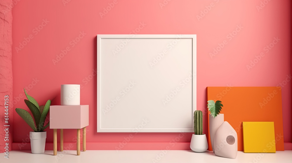 White frame mockup with borders in center with free space for text modern design with small interior White frame mockup with borders in center with free space for text modern design with small interior