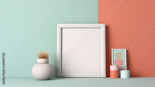 White frame mockup with borders in center with free space for text modern design with small interior