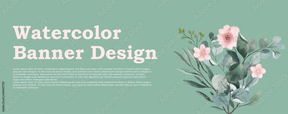 Watercolor flower banner design 