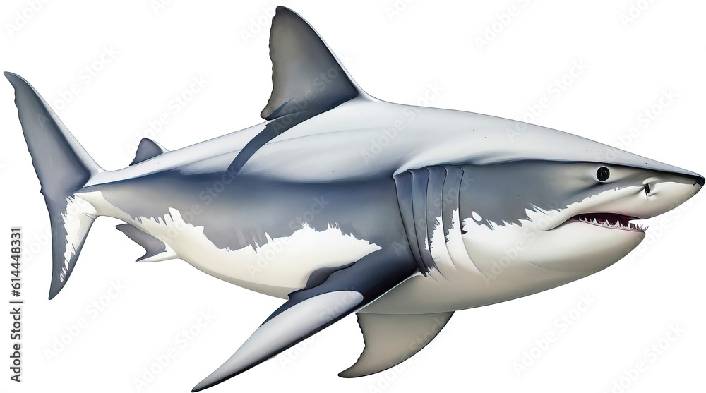 Fototapeta premium Watercolor shark transparent background