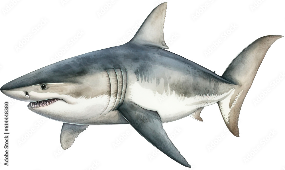 Fototapeta premium Watercolor shark transparent background