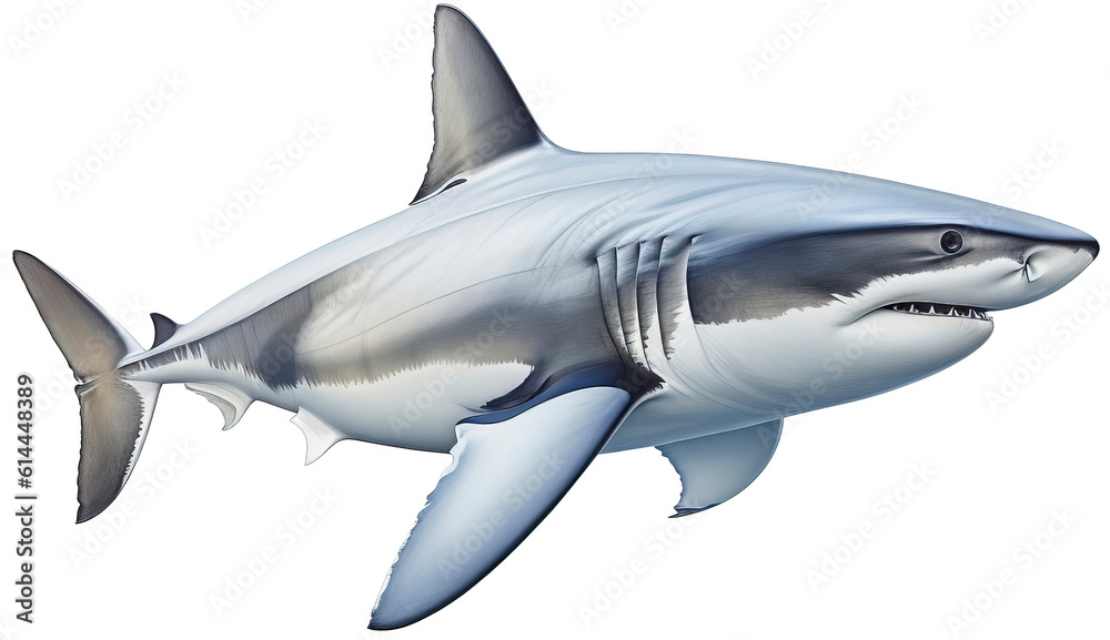 Fototapeta premium Watercolor shark transparent background