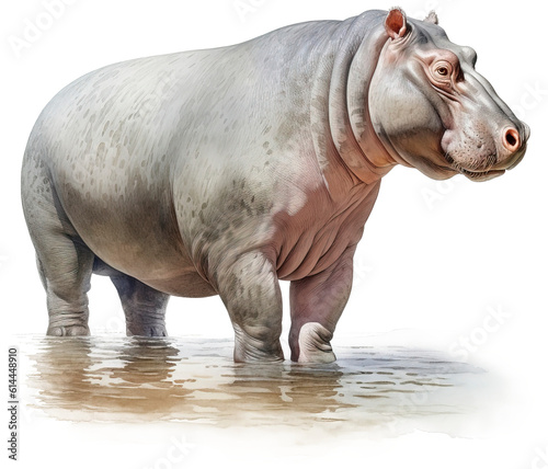 Watercolor Hippo