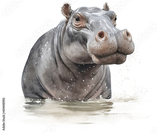 Watercolor Hippo © vuang