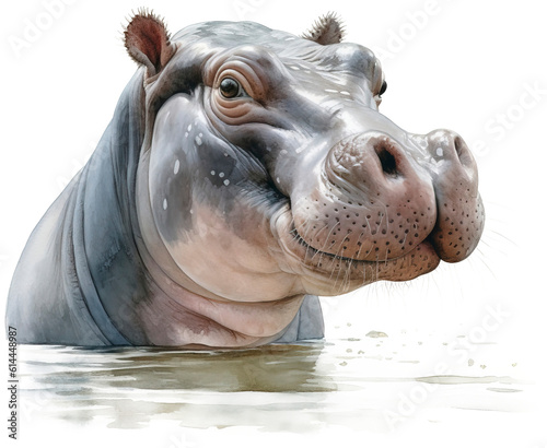 Watercolor Hippo