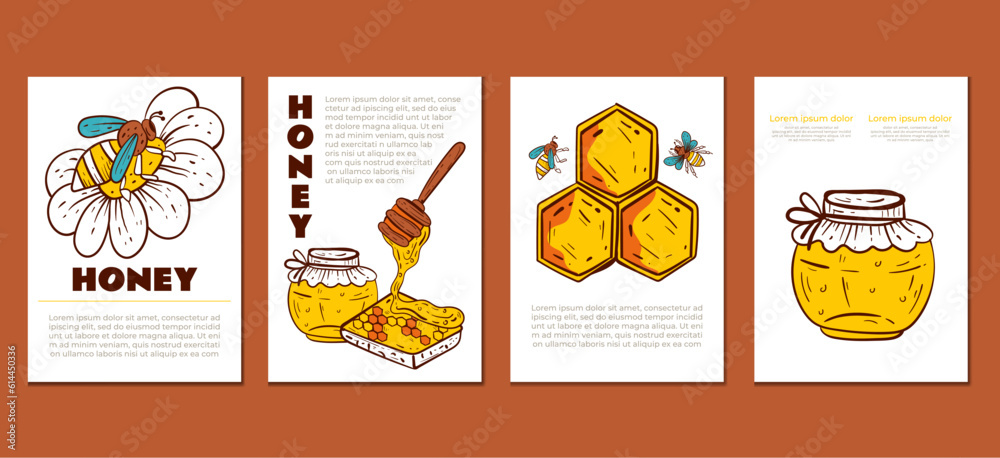 Honey honeycomb honeybee poster banner flyer isolated set. Vector design graphic illustration
Honey honeycomb honeybee poster banner flyer isolated set. Vector design graphic illustration