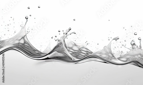  a water wave with bubbles on a white background with a black and white photo of the water in the foreground and the water in the foreground. generative ai