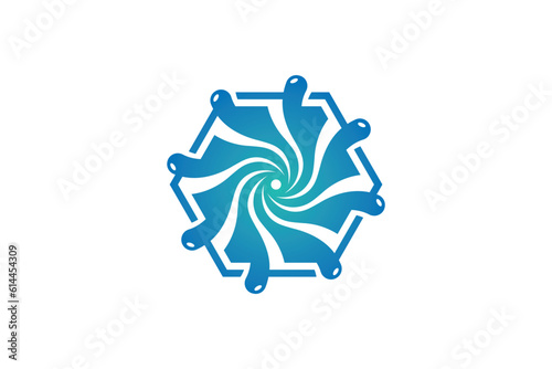Creative logo design depicting a water splash  designated to the cleaning industry.