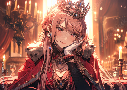 anime cartoon female queen . Generative AI