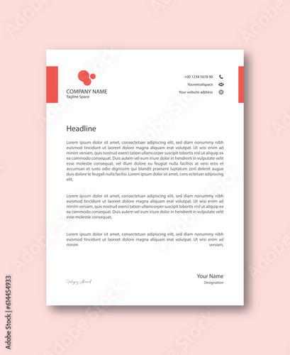 Abstract Corporate Business Style Letterhead Design Vector Template For Your Project. Simple And Clean Print Ready Design, Elegant Flat Design Vector Illustration.