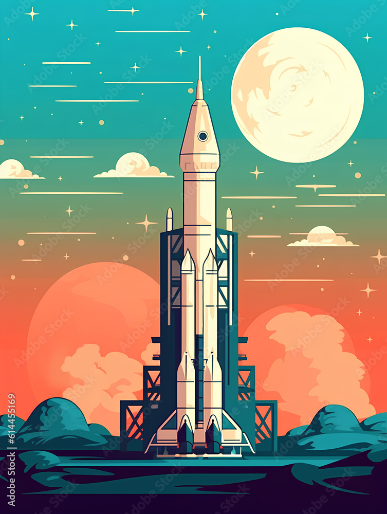 Obraz premium Shuttle launch. Rocket in space. Planets in cosmos