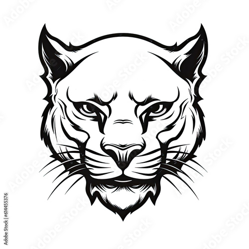 a drawing of a panther head in black and white. Tattoo idea for a wildlife theme.