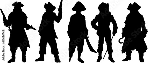 set of silhouettes of pirates.