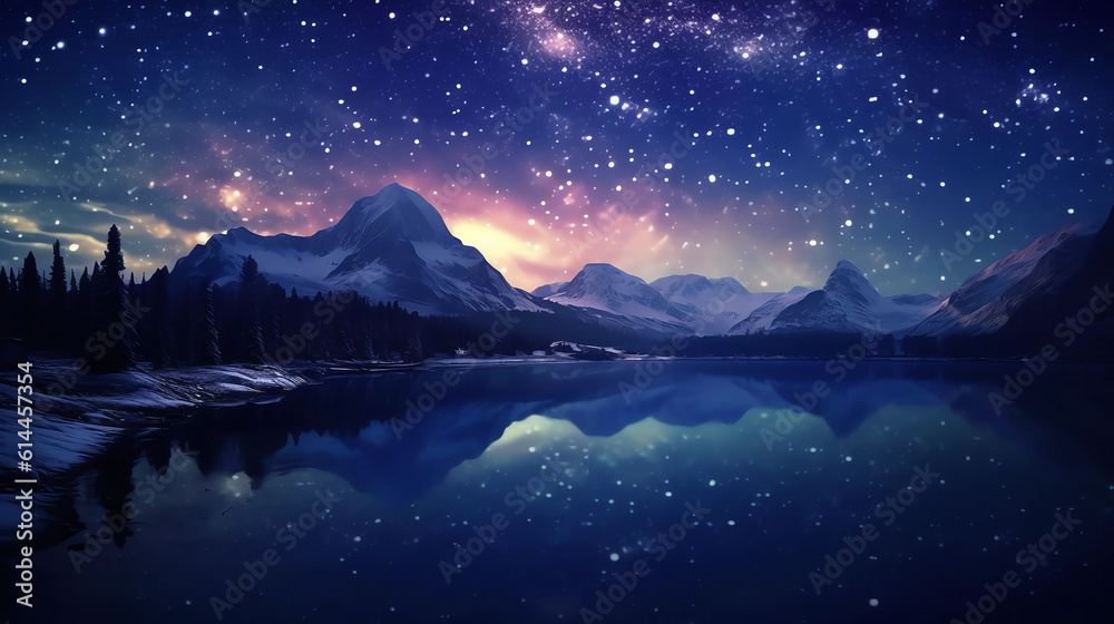 Beautiful starry night scenery
